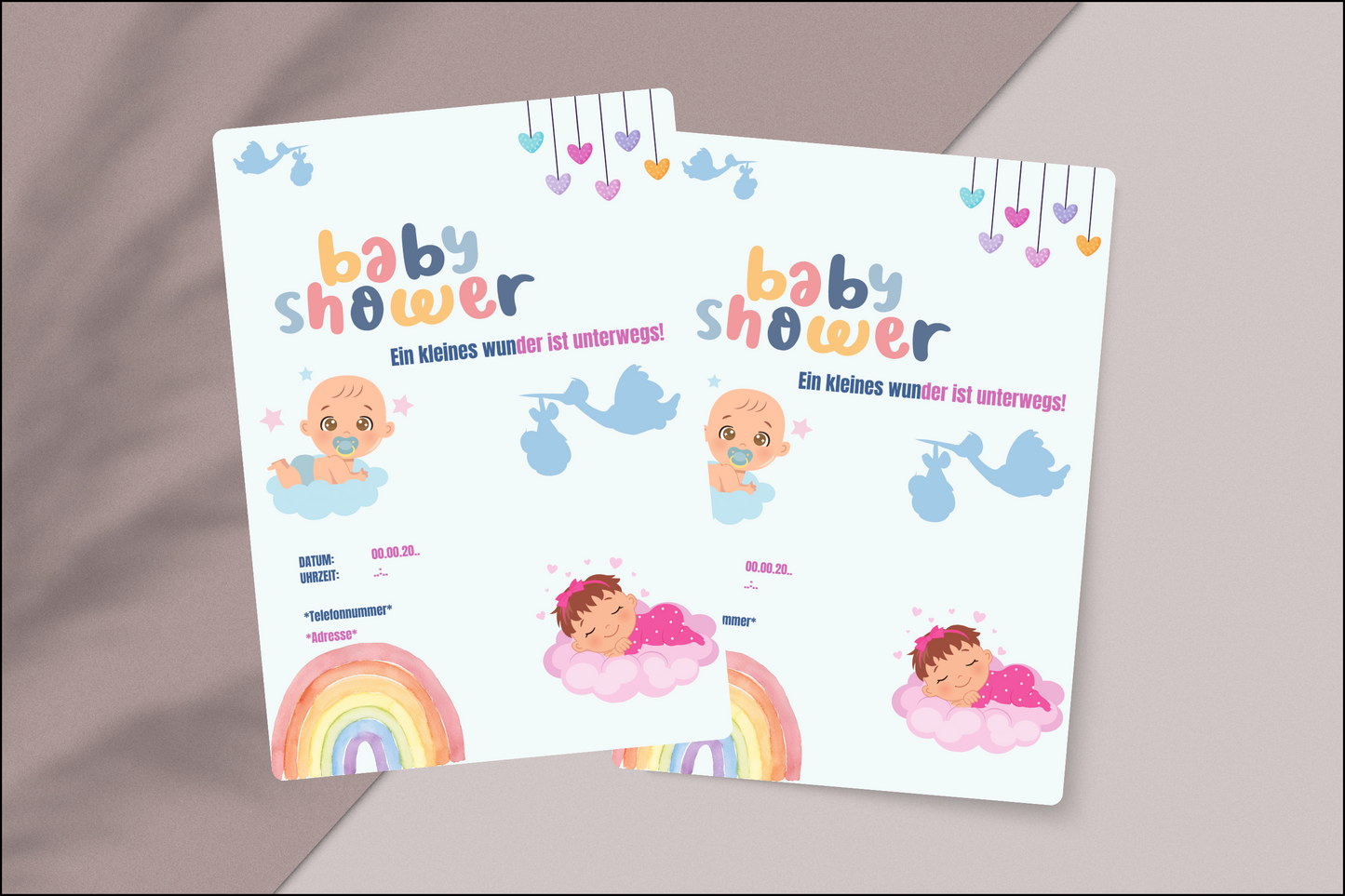 Babyshower-Karte - editierbar auf Canva
