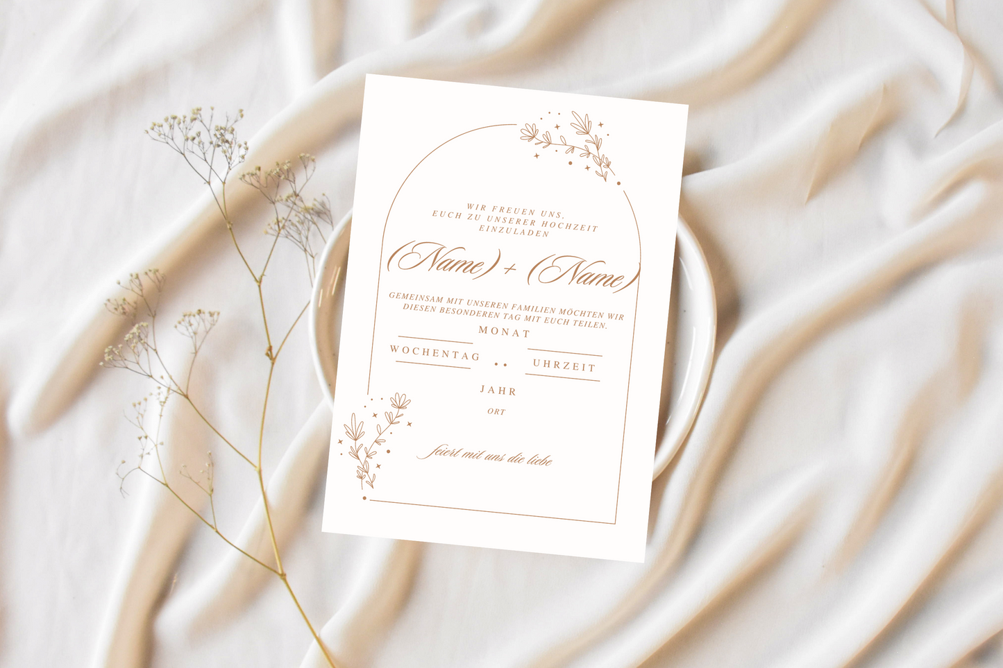 Elegante Hochzeitskarte – editierbar auf Canva