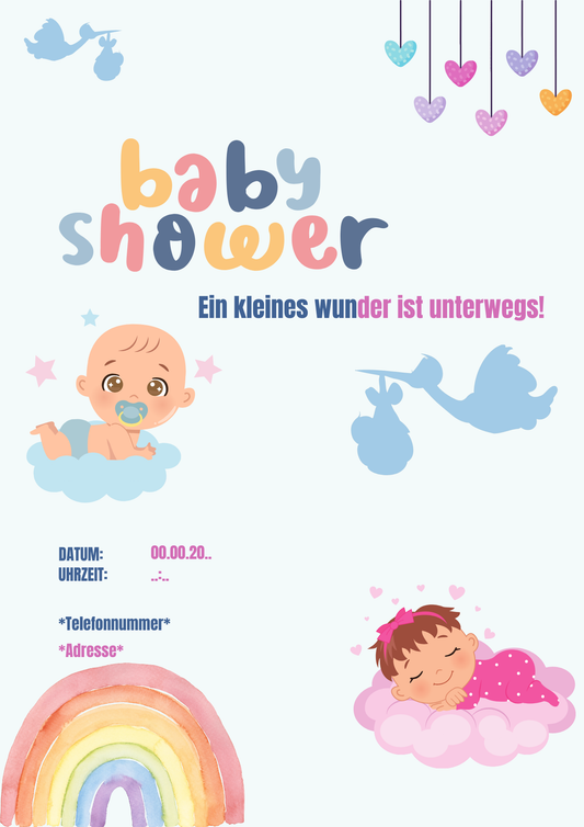 Babyshower-Karte - editierbar auf Canva