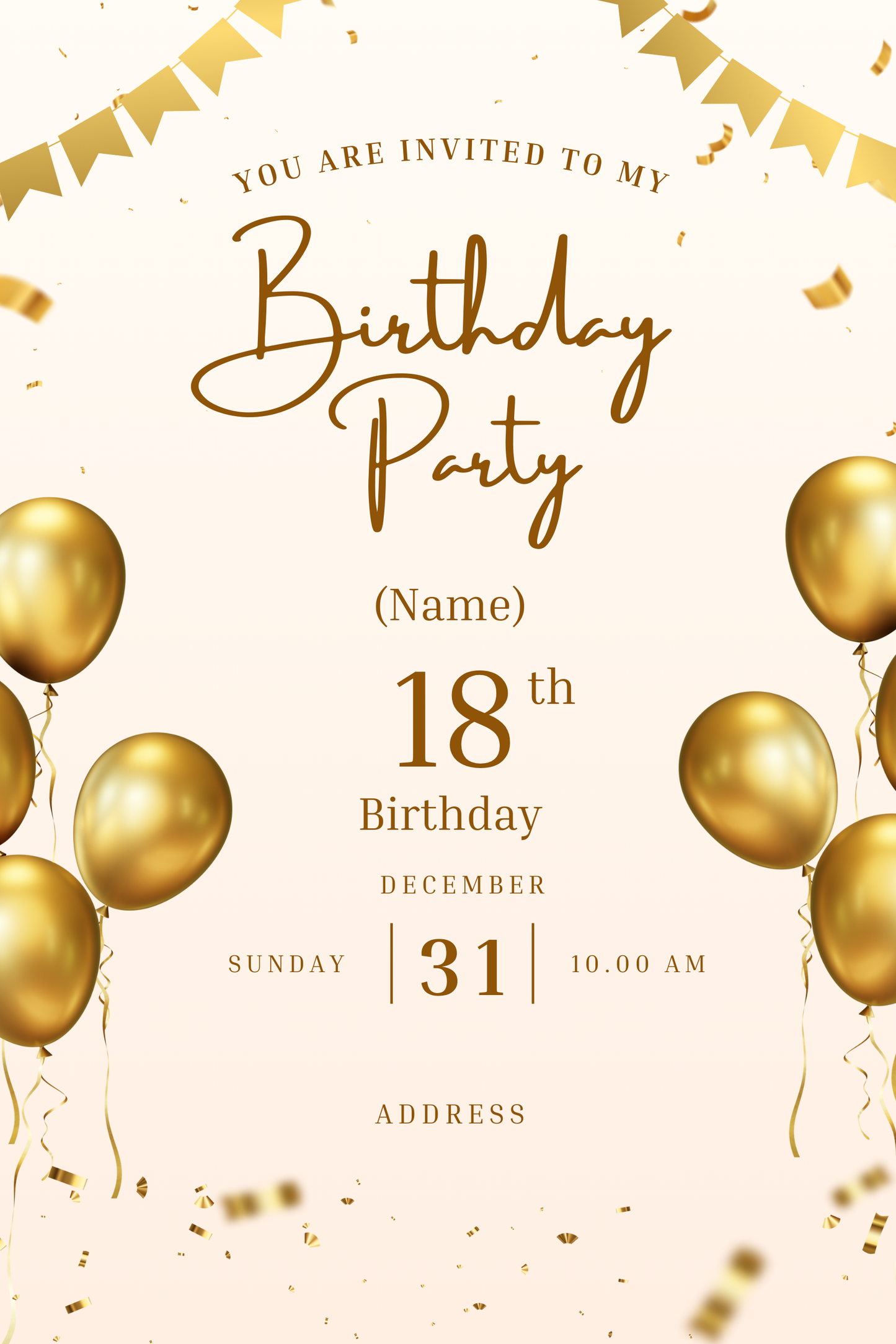 Modern Birthday Card in Gold – Canva