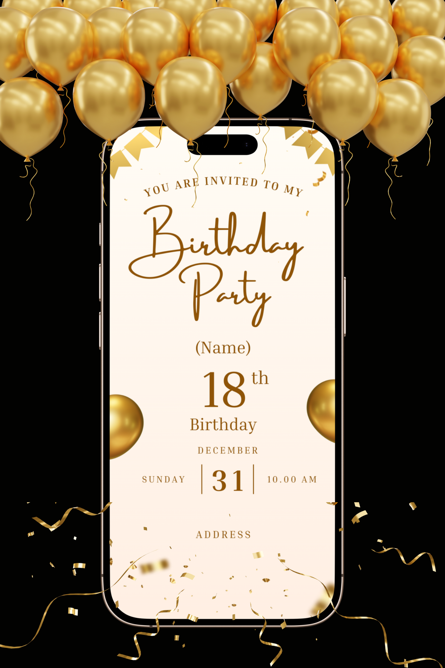 Modern Birthday Card in Gold – Canva